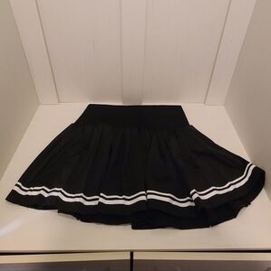 Black Pleated Skirt with White Stripes
